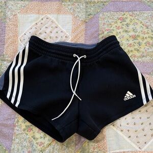 adidas Black Athletic Shorts with White Stripes